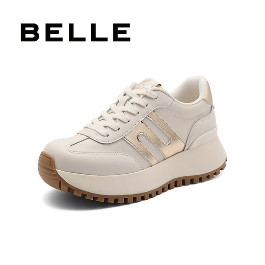 百丽（Belle）跑道系列阿甘鞋女商场同款运动休闲鞋3E829CM4 杏色 37 (235mm)