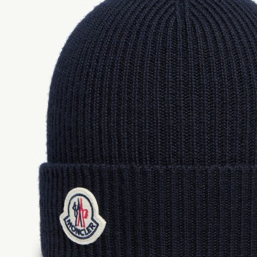 Moncler Men's Wool Beanie - Navy Blue UNI