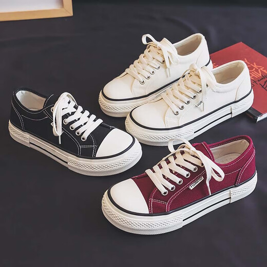 Global Spring Mango Toe Canvas Schuhe Frauen schwarz 2024 Neue koreanische Studentin INS Trendy Runde Zehen dicke alleinige vielseitige Sneakers rot 37