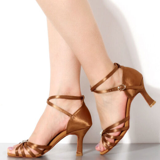 Zapatos de baile rojo 12190 Zapatos latinos Yingpu Gao Satin Cross Dance Room Chacha Rumba Training Shoes Black 39