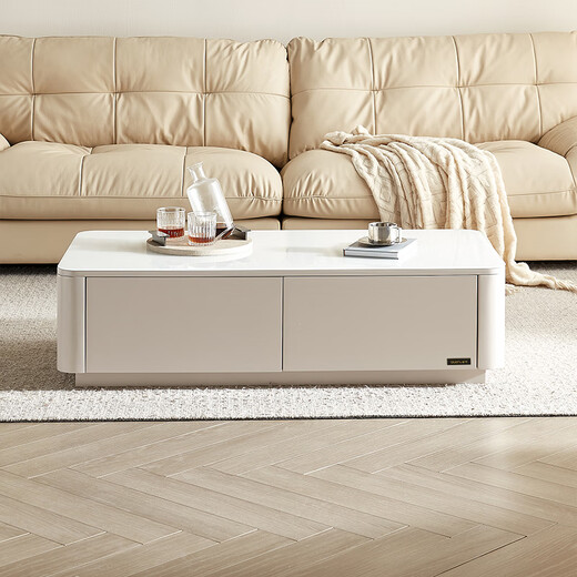 Quanyou Home Modern Simple Coffee Table Living Room Home Storage Storage Cabinet Tempered Glass Countertop Table