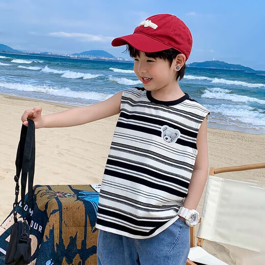Zuoxi boys vest summer thin children's sleeveless T-shirt 2025 new sports vest big children's summer wear color bar 150
