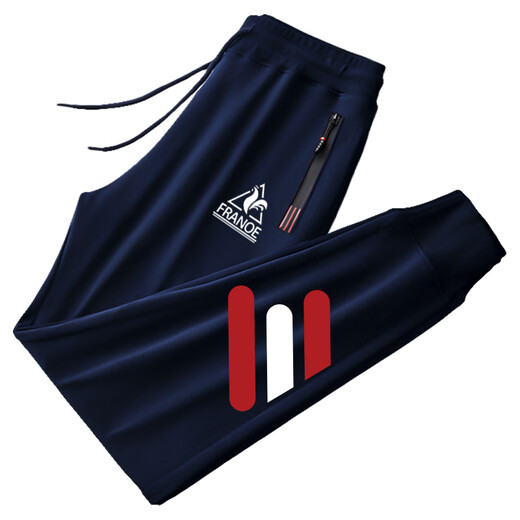 Le coq sportif French big cock casual sports pants for men in spring, autumn and winter new fashion versatile running leggings long pants black non-velvet flat-leg sweatpants red and white three stripes 3XL recommended 180-200Jin Jin equals 0.5 kg