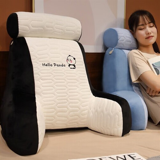 Futuan ice silk bean doodle head cushion soft package pregnant woman lying on the bed feeding pillow with a large backrest sofa pillow with waist protection pillow Husky heightened latex pillow Large size 65*60cm