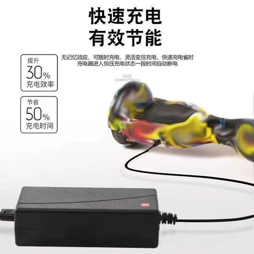 Electric balance car charger universal intelligent protection two-wheel lithium battery 36V three-hole DC round hole plug Arlang 42V1A type with cable 36V/42V2A balance car charger aviation flagship model