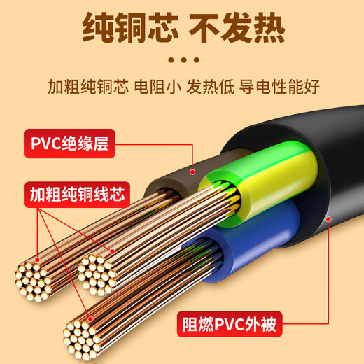 Pu Pai multifunctional electric hot pot electric hot pot three-hole plug power cord electric grill pan shabu-shabu barbecue integrated temperature adjustment universal switching power plug