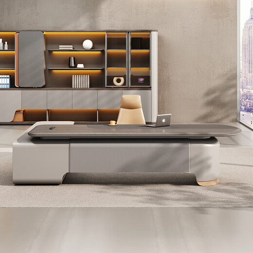 Jiazhi Boss Desk Simple Modern Leadership Executive Desk President Desk Chairman's Office Light Luxury Office Desk and Chair Combination E0 Micron Level New Technology 3.2 Meter Single Cabinet