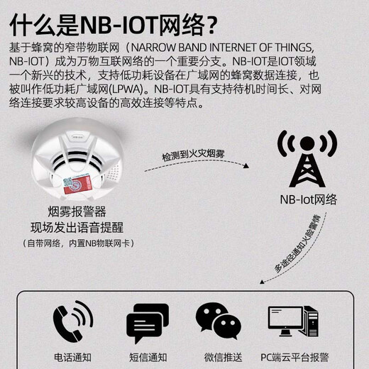Licoan Internet-connected smoke alarm connected to mobile phone charging pile fire smoke sensor alarm 5G wireless fire alarm Smart smoke alarm connected to mobile phone NB model
