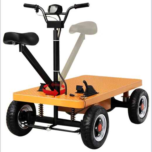 XMSJ electric flatbed truck trolley construction site tiles and cargo warehouse three-wheeled truck transport and loading materials. Four-wheel flatbed truck 80*13548V20A