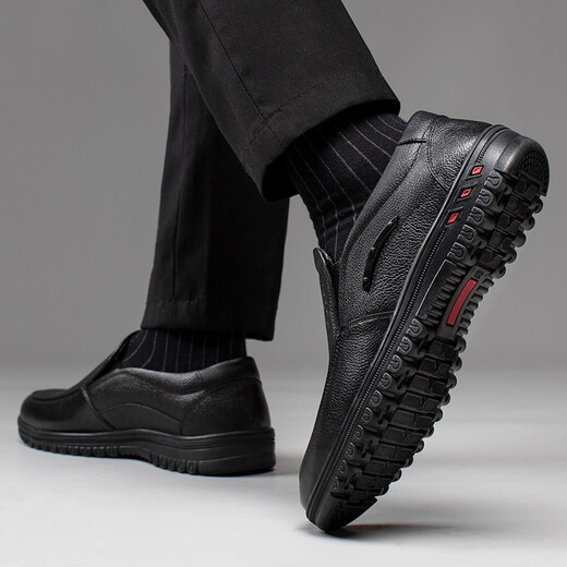 ECHI business casual men's first-layer cowhide soft-soled driving shoes for men 26555 black 40