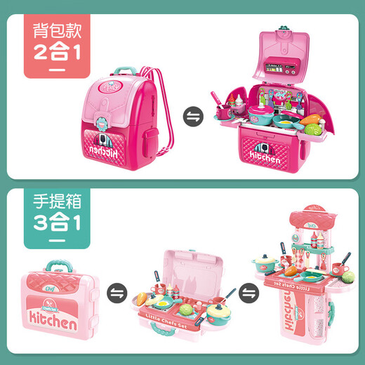 Xiongcheng Children's House Playing Toy Set Men and Girls Kitchen Makeup Tools Doctor Playing Home Equip Card 2-in-1 Backpack - Cute Pet Theme