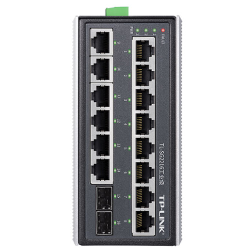 Pulian (TP-LINK) industrial grade switch 5 ports 8 ports 16 ports 100M Gigabit industrial grade Ethernet switch monitoring network cable splitter splitter metal body rail installation TL-SG2216 industrial grade 16 Gigabit 14 electrical 2 optical ports