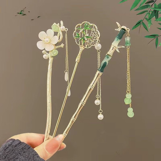 Indian rice (ENRMIIV) lily of the valley tassels, high-end hairpins, Chinese ancient style hairpins, new Chinese style hairpins, Hanfu hairpins, headwear, folding fan hairpins