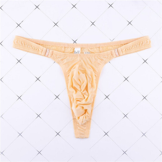 
Gui Ruo (Gui Ruo) sexy men's thong T-trousers thin milk silk transparent low waist comfortable hip-slim and sexy U convex ice silk red XL