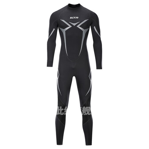 Zailu null wetsuit one-piece men's 3mm warm elastic wear-resistant wet suit cold-proof wetsuit winter swimming swimsuit black XS