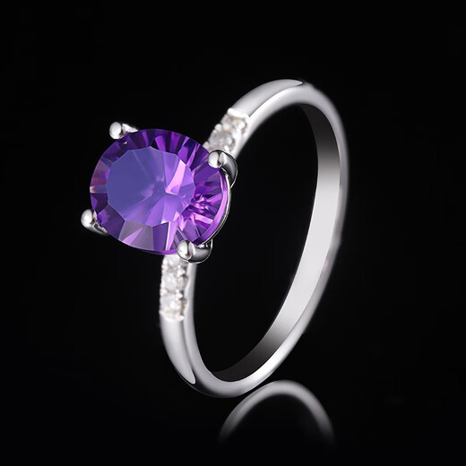 Tingliang 2 carat amethyst ring 18K gold crystal ring colored gemstones for your lover No. 12-19 in stock