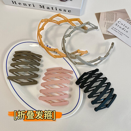 Retractable new style hairband folding outer hairband female headwear children's headband portable black