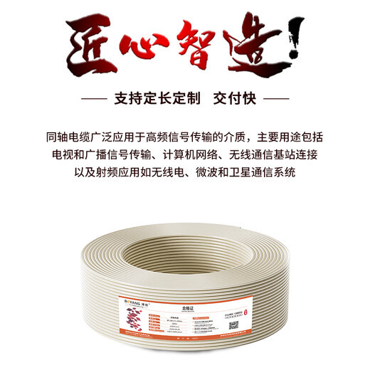 Boyang 2m Zwei-Megabit E1 Koaxial Kabel SYV75-2-1 Eines Core 64-Stück-abgeschirmtes Sauerstofffreier Kupferleiter Videokabel Nationales Standard-Funkfrequenz-DDF-Signalkabel 100 Meter x 2M-1*1-100 m