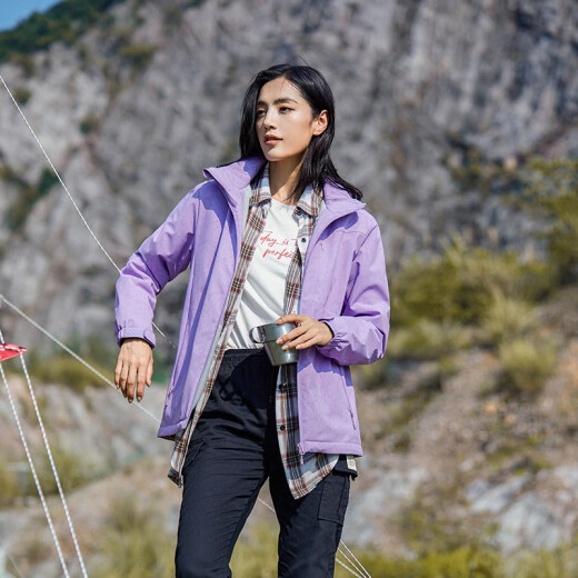 Zitronen plus Samt Windbreaker unter Bananenmantel Männern und Frauen koreanischer Stil winddicht und warmes Einschichtweichschalenjacke Work Style Literary Top 9930S-2 geräucherte Lila-Frauen [Camouflage] xl