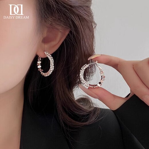 DAISY DREAM925 Silver Needle Broken Silver Large Earrings 2025 New Hot Style Earrings Temperament Niche Design Earrings Earrings for Women Gold Broken Silver Earrings 925 Silver Needles