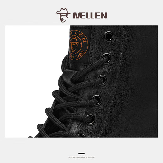 Minglang Mellen-Männerstiefel Neue britische Stil Retro bequemer lässiges High-Top-Herrenschuhe im Freien im Freien Anti-Rutsch-Dickdicke Martin Boots Black 42