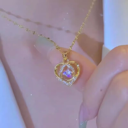 Ji Ge Necklace Women's 2024 New Color Gold Pendant 18k Necklace Light Luxury Niche Clavicle Chain Valentine's Day Gift Core Moves a Lifetime
