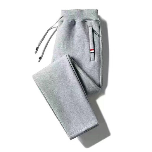 Woodpecker pure cotton pants men's autumn and winter sports pants casual pants loose large size solid color straight gray sweatpants trendy plus velvet plus (regular style) straight black 4XL recommended 160-175Jin Jin equals 0.5 kg