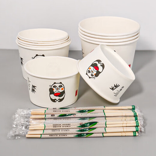 Disposable bowls and chopsticks, household thickened instant noodle paper bowls, commercial packed lunch boxes, disposable bowls and chopsticks lunch boxes, whole box batch, thickened 500 type paper bowls and chopsticks, 50 sets