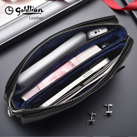 Jinlilai Handbag para hombres de cuero genuino de cuero antirrobo de la contraseña de bloqueo de la capa superior de la capa de vaca 2025 NUEVO bolso de mano alta negra