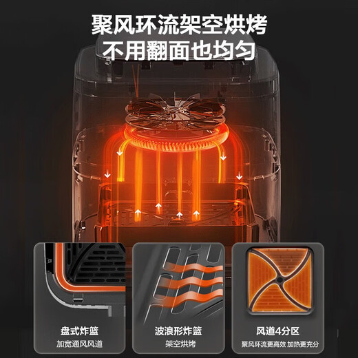 苏泊尔（SUPOR）空气炸锅家用智能6L远红外烘烤大容量无油蒸汽嫩炸电炸锅免翻面透明可视窗口大功率电煎炸锅 KD60Y829 6L