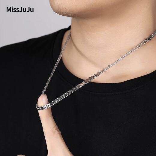 Miss JuJu PT950 platinum necklace men's platinum herringbone chain domineering boss keel snake bone chain thick and wide chain can be customized, weight 40.07g, length 64cm, thickness about 4.5mm