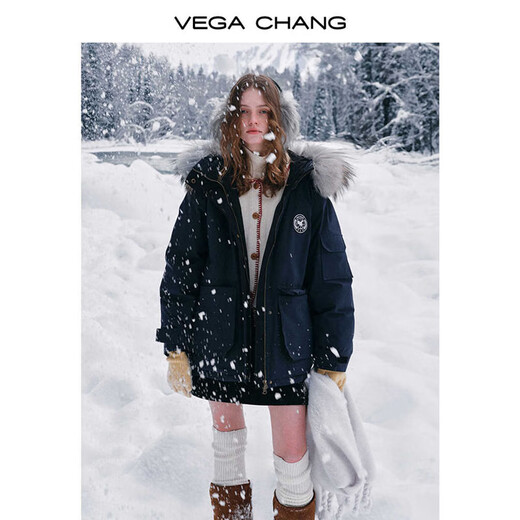 VEGA CHANG三防羽绒服女冬2025年新款貉子毛领加厚保暖派克服外套 A款/浅麸米（三防版） L