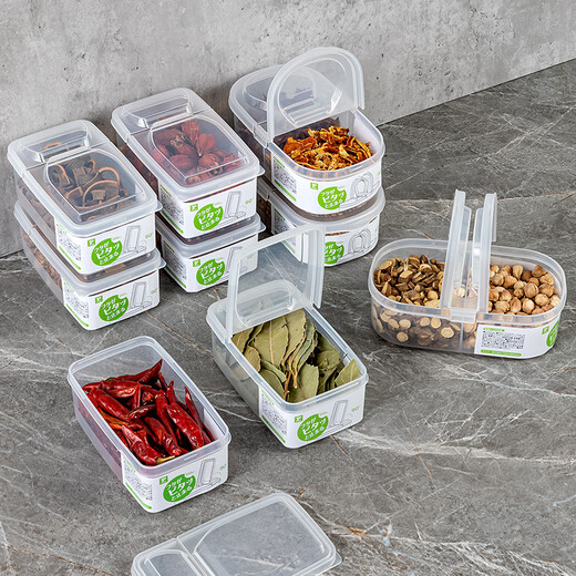 Home KATEI STORY Japanese seasoning box spice storage box food-grade refrigerator home kitchen peppercorn aniseed condiment fresh-keeping box small double-open + half-open 2 pieces each