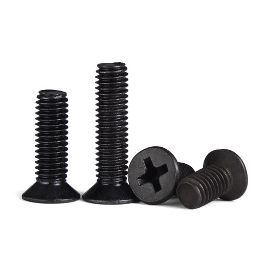 JINGGONG wholesales 4.8 grade black screws, cross countersunk head screws, flat head bolts GB819 M2M3M4M5M6M8 M1*4 (5000 pieces)