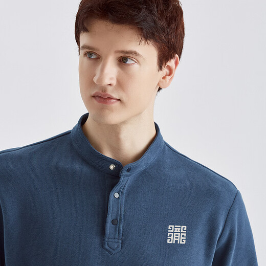 Thousand Paper Cranes Printed Sweater Men's Spring and Autumn New Men's Henry Collar Commuting Business Casual Bottoming Shirt Top Autumn Men's Style 63C Black 2XL