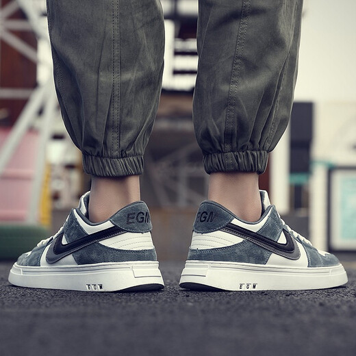 
New casual and handsome Hong Kong style breathable versatile shoes Korean style trendy high-top trendy shoes student height-enhancing fashion white shoes 6210 four-season model blue 43