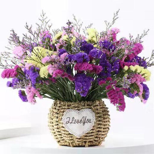 AIMAN Yunnan Flowers Dried Flower Bouquet Forget-Me-Not Lover Grass Combination Starry Gypsophila Living Room Real Flowers Flower Arrangement Home Furnishings Pink + Grass About 30 Pieces Not Included in the Flower Basket