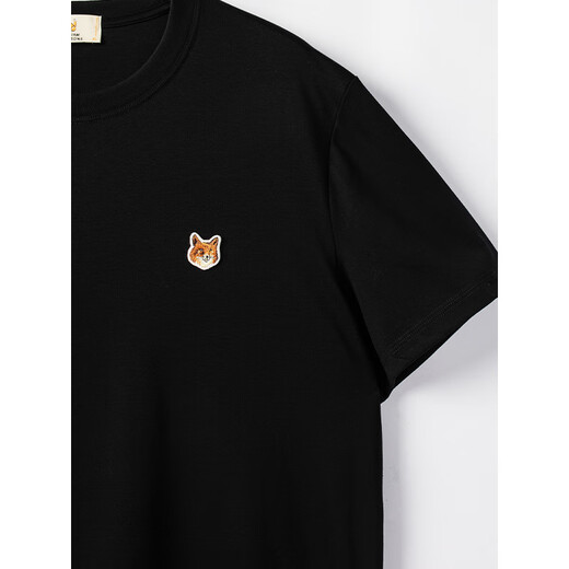 William Fox /Sons New Retro Mode Rejuvenation Flüssigkeit Ammoniak Craft 100% Langer samt-Baumwoll-hautfreundlichem gestricktem Little Fox Sticked Round Neck Kurzärärmelte T-Shirt für Männer Yamamoto Schwarz L /50