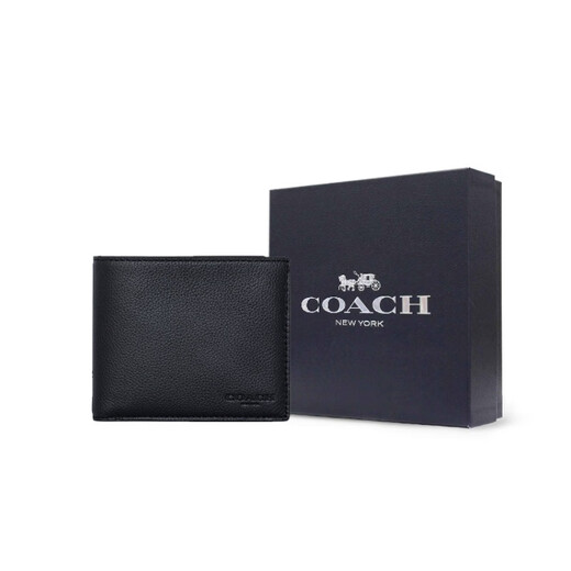 
CoaCH 3 IN 1 Wallet Compact short straps with lychee pattern, cowhide, money clip, basic package (pack + dust bag)