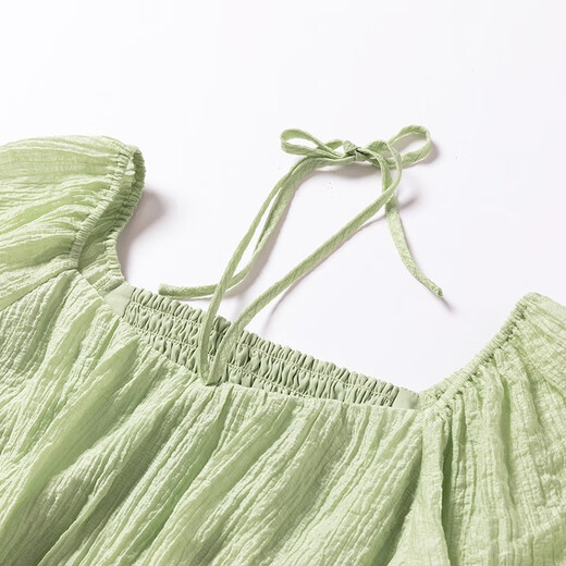 Xiangying Casual Suit Women's Summer Wear 2025 New Tea Style Complete Set of Slimming Green Skirt Two-piece Set Fruit Green S