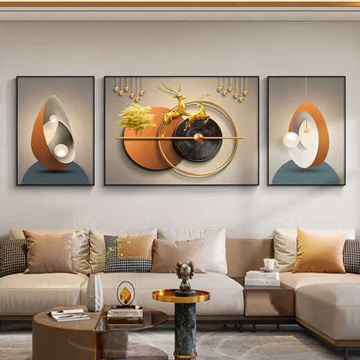 
GANHUA GANHUA GANHUA Living Room Decoration Painting Sofa Background Wall Hanging Painting 2025 New Light Luxury Wall Painting Blessing JD15849 Left and left and right 30*40 60*40 in the middle