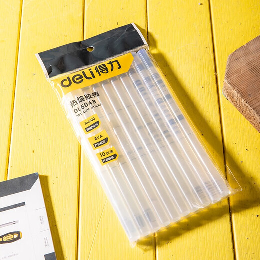 Deli hot melt glue stick 7/11mm household high viscosity plastic hot melt gun glue stick glue gun handmade stick glue strip hot melt glue strip transparent glue strip DL5043 hot melt glue stick 11*200MM (10 pieces/pack)