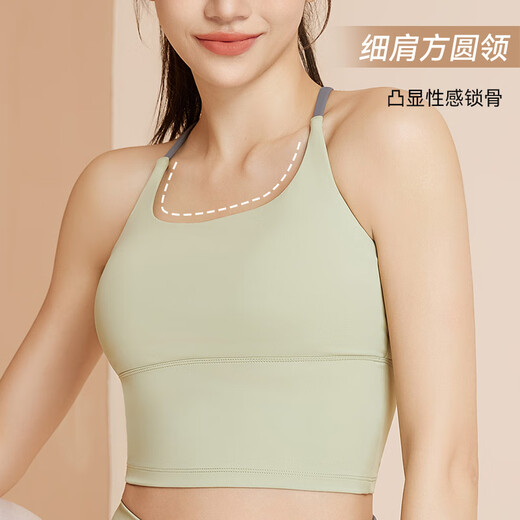 Victoria Traveler Yoga Suit Women's Summer Quick Dry Sports Lingerie High-Intensity Training Suit Running Fitness Vest Two-Piece Set Green M