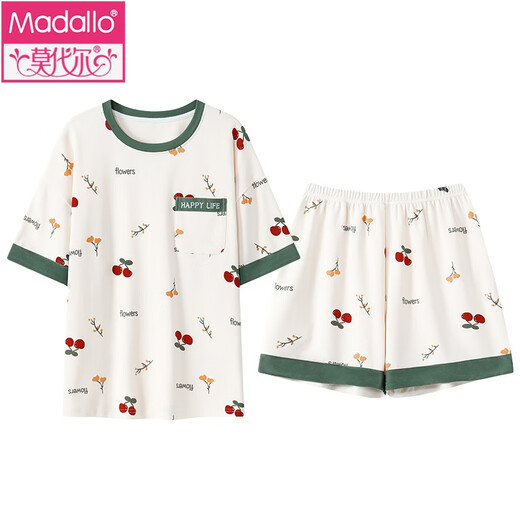Pajama de almohadilla de cofre de Modal para los pantalones cortos de manga corta para mujeres para el algodón de algodón puro de verano ropa de sujetador delgada sin sujetador con cubierta corta G1047 2xl Mujeres [122-135Jin [Jin es igual a 0,5 kg]]]