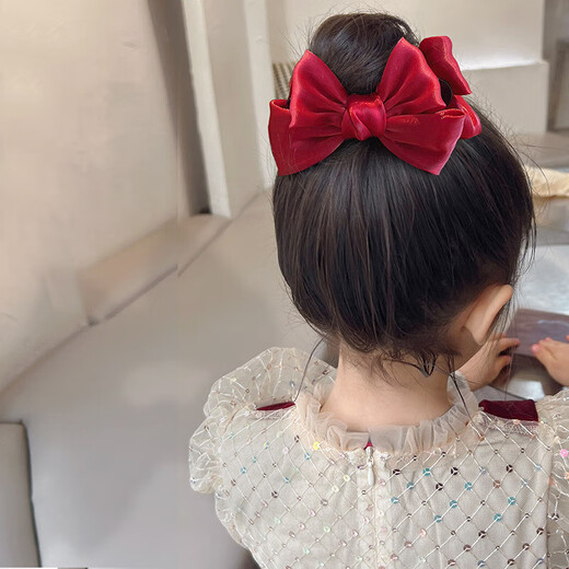 Beautiful National Day performance children's ball head grabber red small hairpin girl's bow hair accessories hairpin female hairpin headdress red diameter 6.5cm