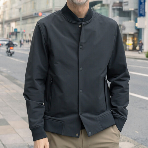 CARE OF LORD Navigator Series Spring and Autumn Men's Stand Collar Business Jacket Microsoft Shell Flight Casual Jacket 7660 Textured Black L