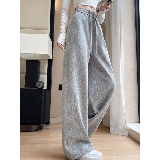 
Cotton-made velvet thickened slim and narrow version sports pants for women in autumn and winter new high-waist loose straight-leg casual pants for women. 844 black small person [30.5] S 85-100Jin [Jin equals 0.5 kg]