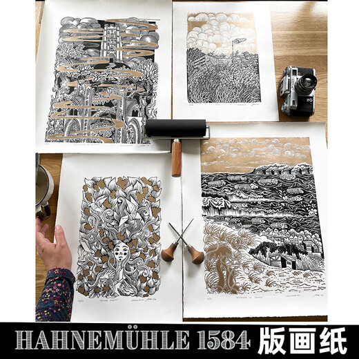 German imported Hanemler 1584 cotton print paper copper plate wood plate wire mesh stone plate without acid-free medium-sized fine lines 1584 series 300/56*76cm 5 pictures