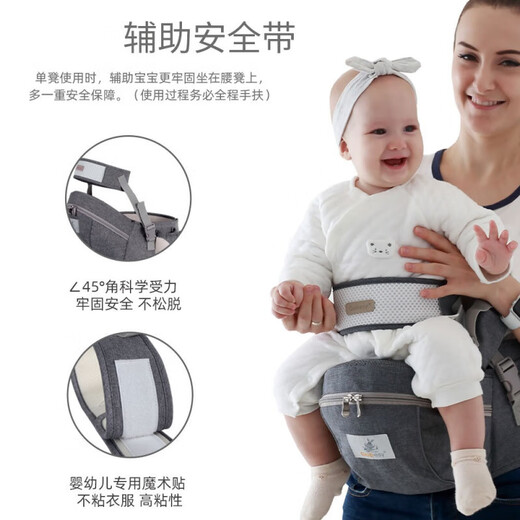嘉贝星多功能四季婴儿背带腰凳宝宝收纳儿童坐凳母婴用品 清新绿+安全带