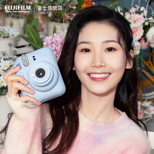 FUJIFILM instax mini12 instant camera 3-inch photo paper one-time imaging travel camera gift box hydrangea blue image flower room set ~ including camera bag + photo album + photo frame photo paper combination package 1 including standard + 20 pieces of white edge photo paper + peripheral accessories